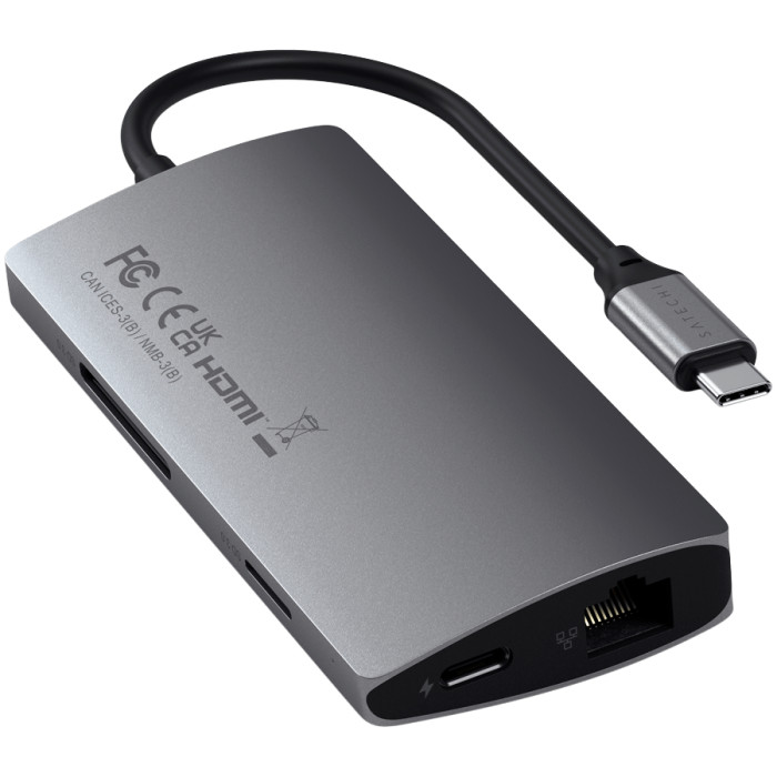 SATECHI Type-C Multi-Port Adapter 4K with Ethernet V2 Space Gray