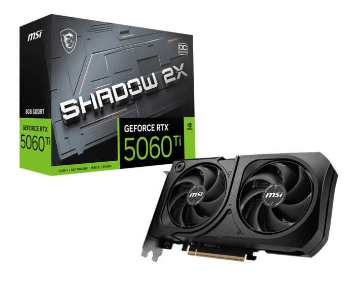 Видеокарта MSI GeForce RTX 5060 Ti 8G SHADOW 2X OC PLUS, 8Gb GDDR7 128-bit 1xHDMI 3xDP G506T-8S2CP