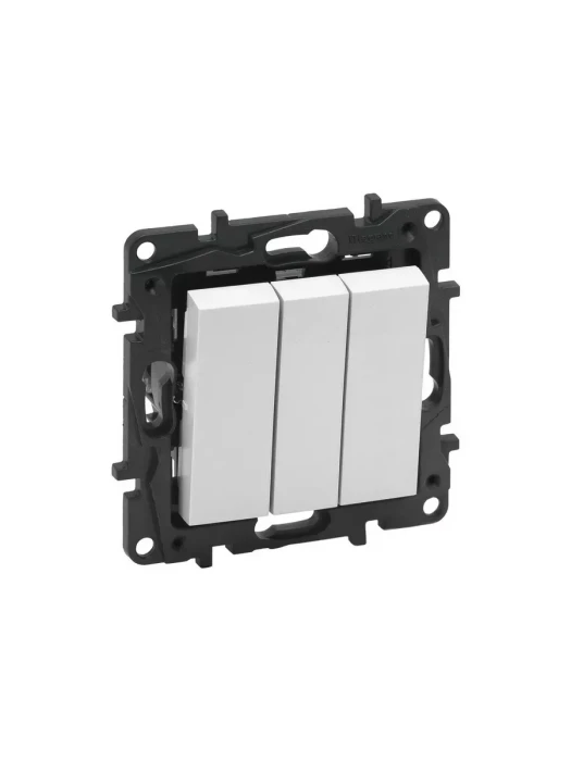 Выключатель трехклавишный Niloe Step 20А винт.клеммы Белый