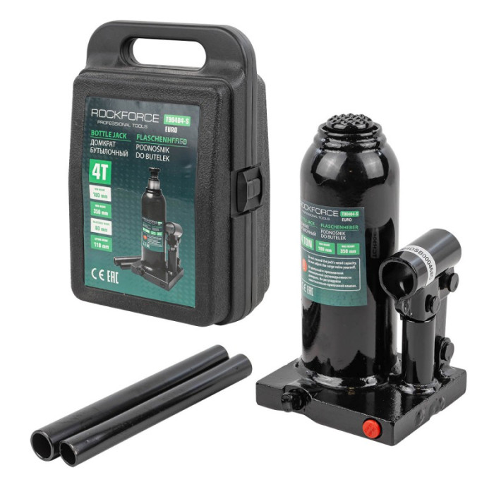 Домкрат бутылочный 4т с клапаном (высота подхвата-180мм, высота подъема-350мм, ход штока-110мм, ход  15113       RF-T90404-S(Euro)