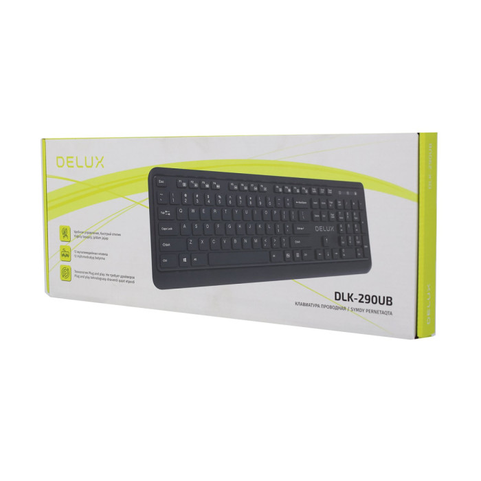 KeyBoard  USB, Delux DLK-290UB, 1,35m cable, Black