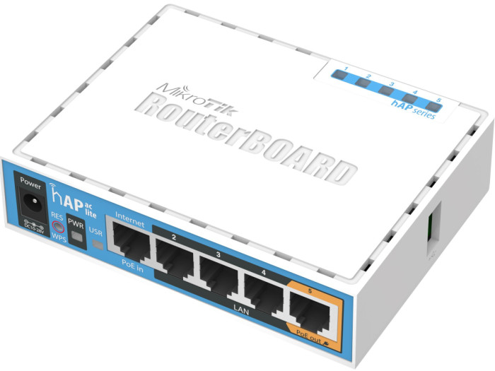 Wireless router, MikroTik hAP ac lite [RB952Ui-5ac2nD], WiFi 5 (750M), (4+1) x 10/100M
