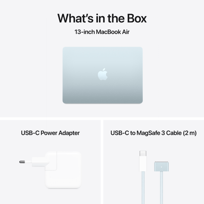 13-inch MacBook Air: Apple M4 chip with 10-core CPU and 10-core GPU, 24GB, 512GB SSD - Sky Blue,Model A3240