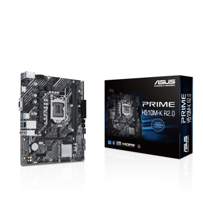 Материнская плата ASUS PRIME H510M-K R2.0 LGA1200 2xDDR4 4xSATA3 1xM.2 D-Sub HDMI mATX