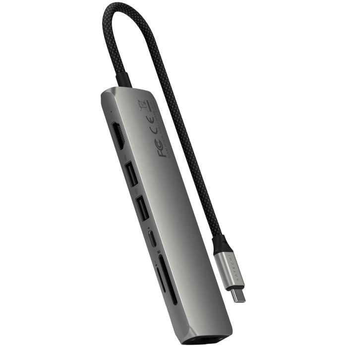 SATECHI 7-in-1 USB-C Slim Multiport Adapter with Ethernet (Space Grey)