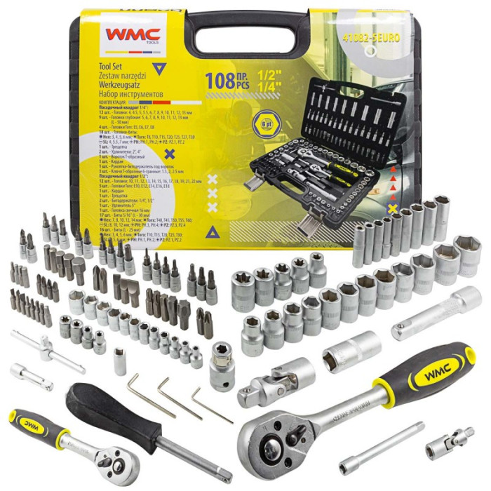 Набор инструментов 108пр. 1/2'', 1/4'' (6гр.)(4-22мм) 51377 WMC-41082-5EURO