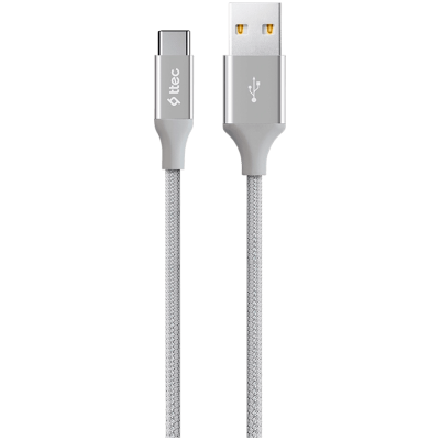 ttec AlumiCable Type C Charge/Data Cable, 2.0 , Silver