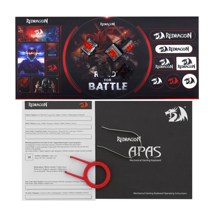 KeyBoard  USB, Redragon Apas, mechanical, black, (78118)