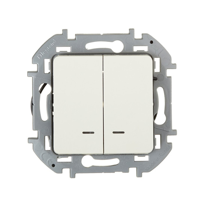 Выключатель двухклавишный с подсветкой Legrand 673631 Inspiria с/у слоновая кость