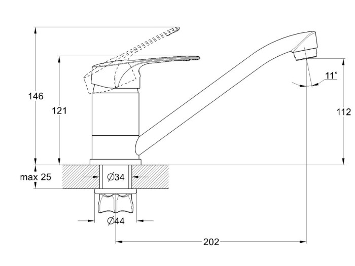 Смеситель для кухни D40-A, серия 350 ECONOCE