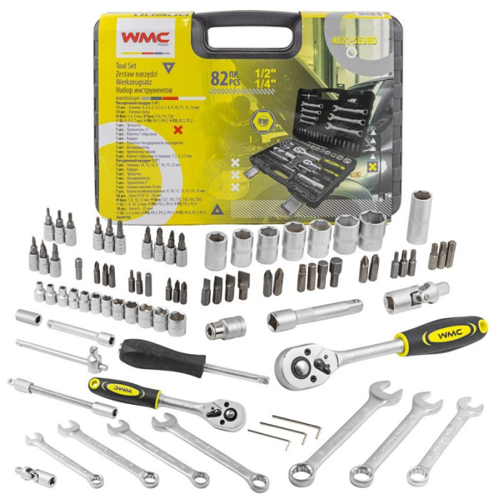 Набор инструментов 82пр. 1/4'', 1/2''(6гр)(4-22мм) 51378 WMC-4821-5EURO