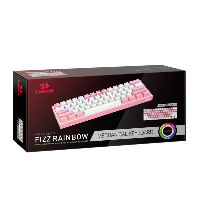 KeyBoard  USB, Redragon Fizz, mechanical, pink, (70672)