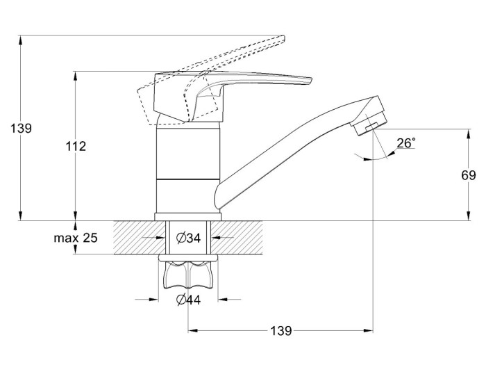 Смеситель для кухни D40-A, серия 350 ECONOCE