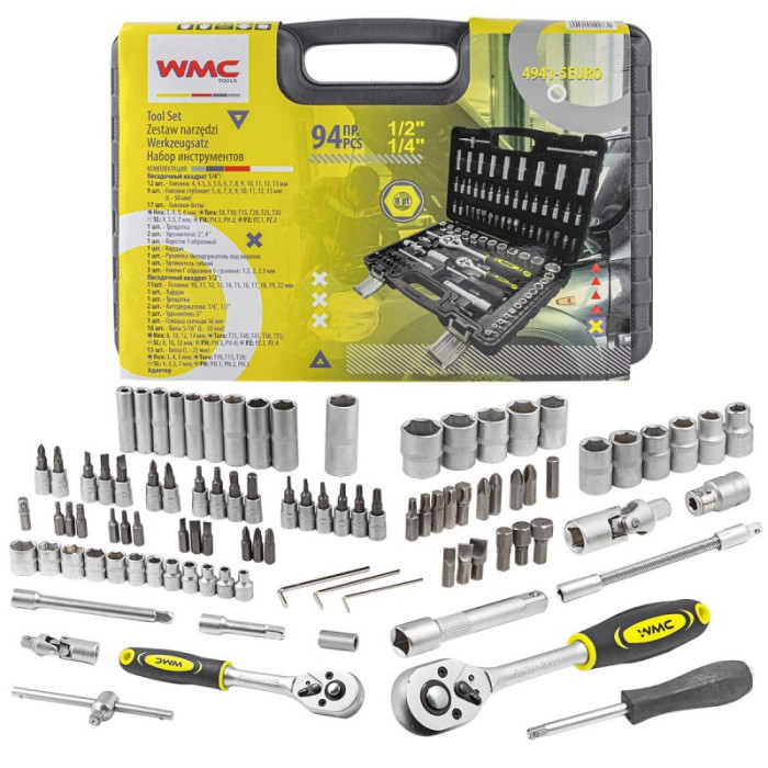 Набор инструментов 94пр, 1/4'', 1/2''(6гр.)(4-22мм) 51379 WMC-4941-5EURO