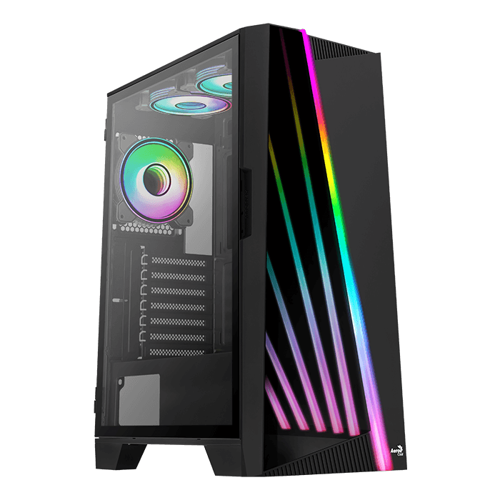 Компьютерный корпус Aerocool Mirage-G-BK-v2, ATX/Micro ATX, USB 2*3.0/1*2.0,HD-Audio+Mic, Кулер 3*12см ARGB, Без Б/П