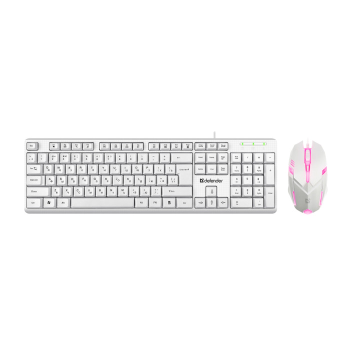 KeyBoard + mouse, USB, Defender Motion C-977 RU, White(45977)