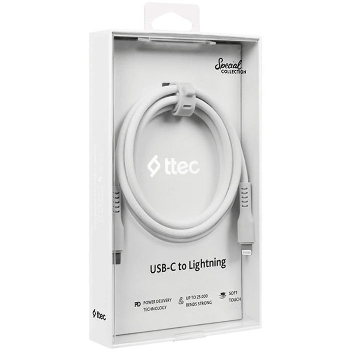 ttec USB-C - Lightning Charge/Data Cable 120cm White