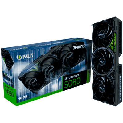 PALIT GeForce RTX 5080 GamingPro 16GB GDDR7, 256 bit, 1x HDMI 2.1b, 3x DP 2.1b, 3 Fan, 1x 16-pin pwr connector, 850W, 331.9 x 127.1 x 60 mm, NE75080019T2-GB2031A