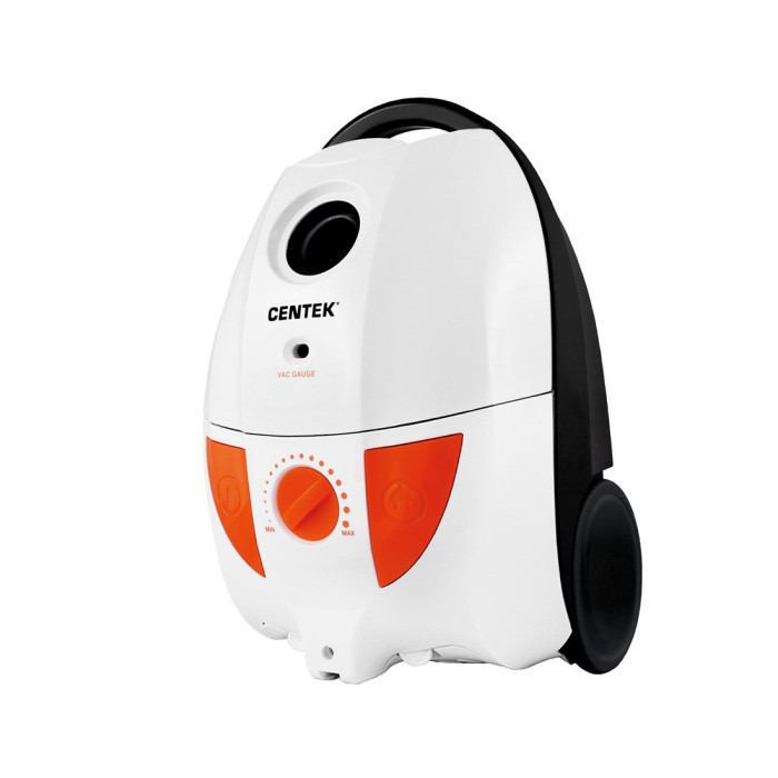Пылесос, Centek, CT-2503, 2000W, 400W, Регулятор мощности, Телескоп, Мешок 2.5л, Белый-Оранжевый