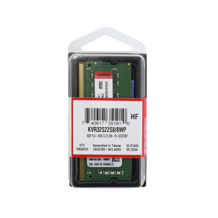 SO-DIMM DDR4  8 GB <3200MHz> Kingston, KVR32S22S8/8WP, CL22, 8 chip