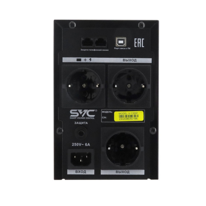 UPS SVC V-1200-F, Smart, AVR, 1200VA/720W, 12V/7.5Ah*2, (3) Schuko