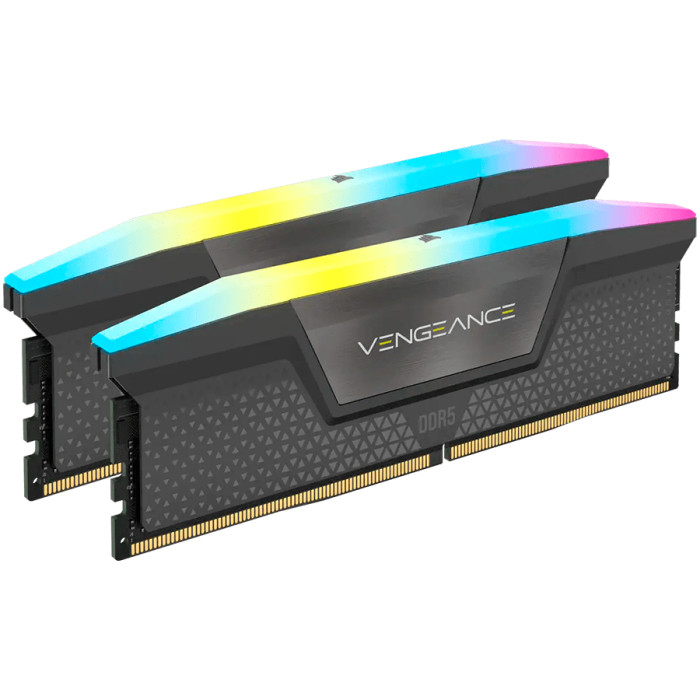 Corsair DDR5, 6000MT/s 32GB 2x16GB DIMM, Unbuffered, 30-36-36-76, Std PMIC, AMD EXPO, VENGEANCE RGB DDR5 Cool Grey Heatspreader, Black PCB, 1.4V