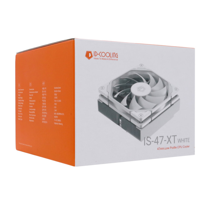 Cooler ID-Cooling, for S1700/1200/115x/AMD, IS-47-XT WHITE, 95W, 9cm fan, 800-2800rpm, 46CFM, 4pin
