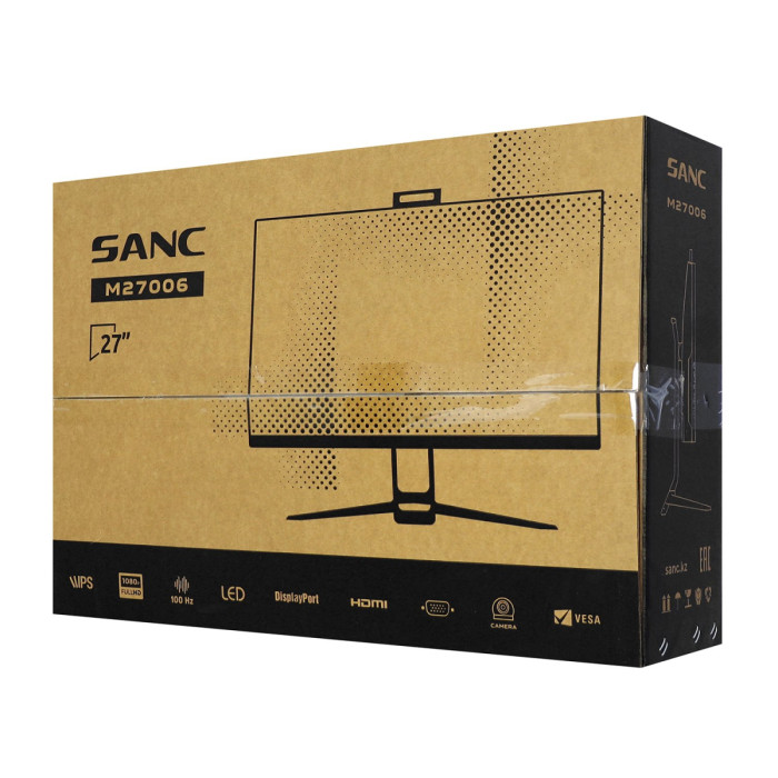 LCD 27" Sanc M27006, 1920x1080 IPS (LED) 100Hz, 5ms, 300cd/m2, 1000:1, D-Sub/HDMI/DP, webcam