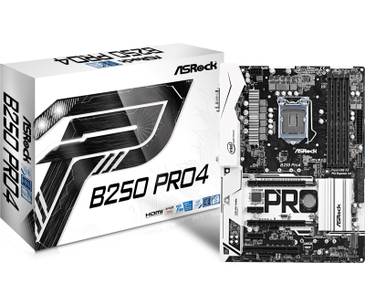 Материнская плата ASRock B250 PRO4 LGA1151 iB250 4xDDR4 6xSATA3 2xM.2   1xD-Sub 1xDVI 1xHDMI ATX BOX