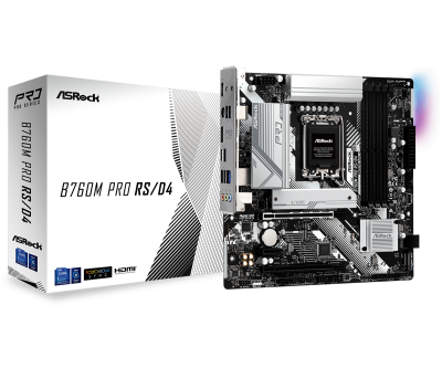 Материнская плата ASRock B760M PRO RS/D4 LGA1700 4xDDR4 4xSATA RAID 2xM.2 HDMI DP mATX