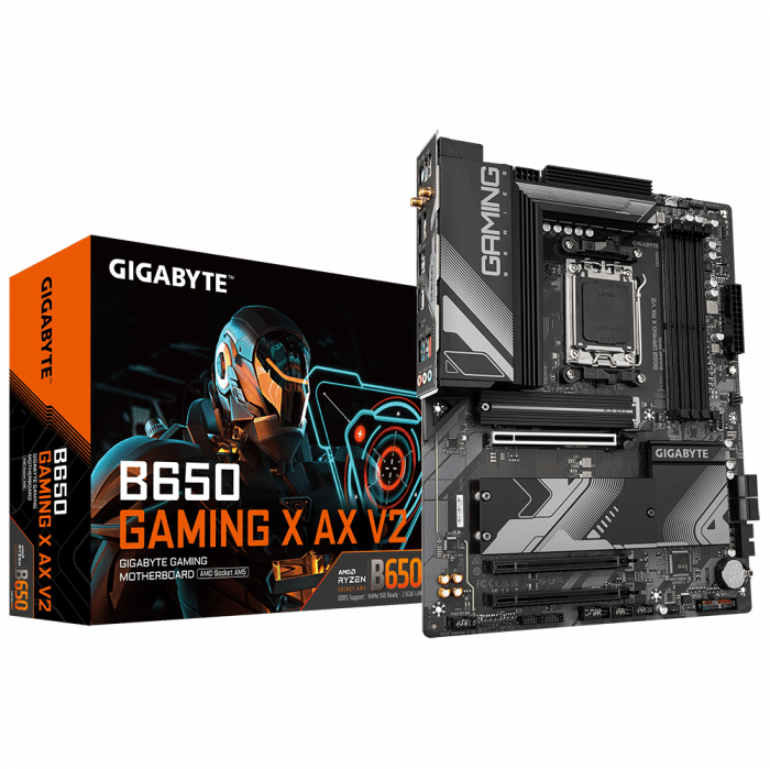 Сист.плата Gigabyte B650 GAMING X AX,B650,4xDDR5,PCI-E4 x16,1xPCI-E x1,1xM.2,6xSATA, HDMI, DPx1, Wi-Fi6E, LAN2.5GbE, BOX