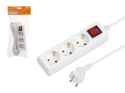 Удлинитель 5м (3 роз., 2,2кВт, с/з, выкл, ПВС 3х0,75) Юпитер