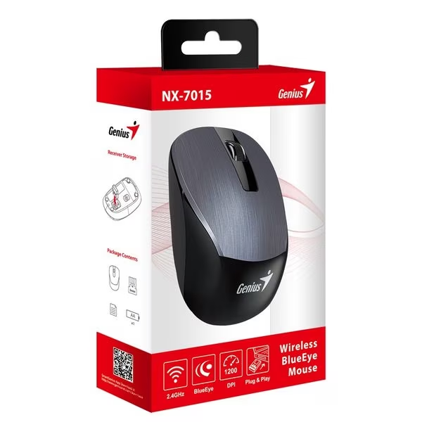 Беспроводная мышь Genius NX-7015,IRON GREY/BlueEye/2.4Ghz/1200dpi/31030019400