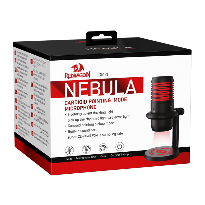 Microphone Redragon Nebula GM211, 30-18000Hz, -42dB, 1.5m cable, black (72357)