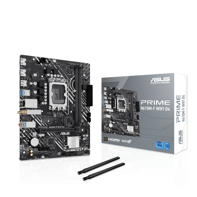Сист.плата ASUS PRIME H610M-F WIFI, H610,  1700, 2xDDR5, PCI-E x16, PCI-E x1, M2, 2xSATA,  2xHDMI, WIFI6, BOX