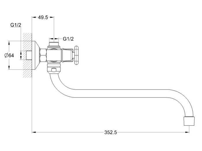 Смеситель для ванны вентильный (тип I), серия 600 ECONOCE