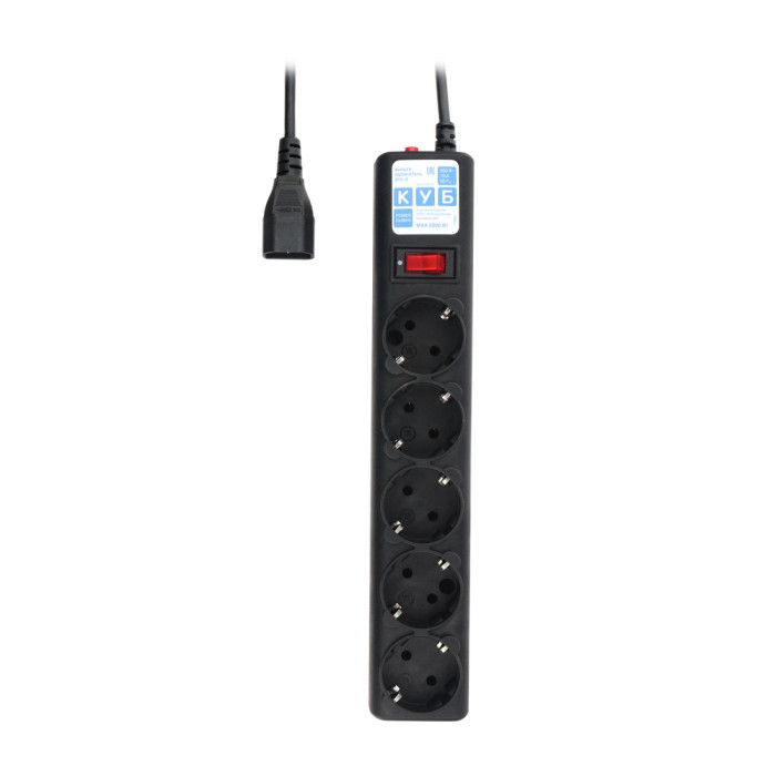 Сетевой фильтр Power Cube, 0,5м, SPG5-B1, 5 розеток,  10A, C14/для ИБП, black