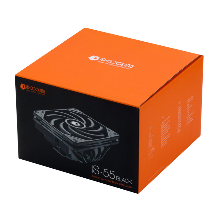 Cooler ID-Cooling, for S1700/1200/115x/AMD, IS-55 BLACK, 125W, 12cm fan, 500-2000rpm, 54.6CFM, 4pin