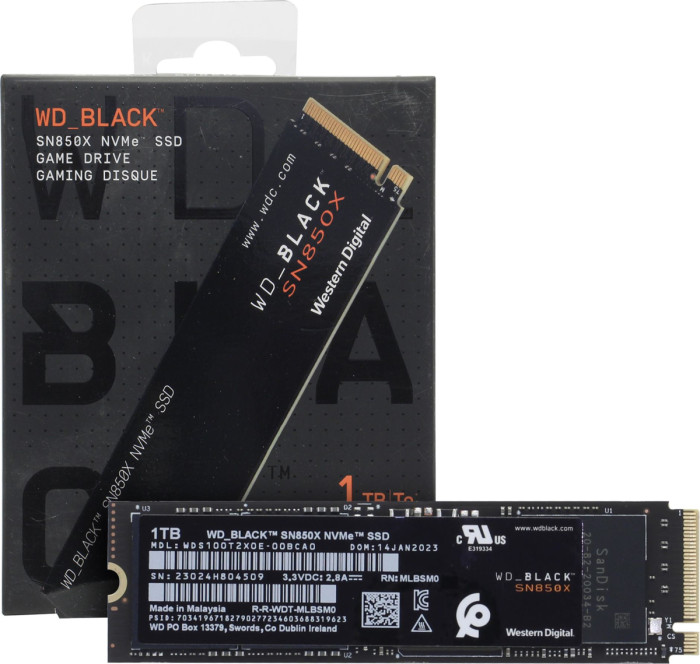 Твердотельный накопитель 1000GB SSD WD BLACK SN850X M.2 2280 NVMe R7300Mb/s W6300MB/s WDS100T2X0E