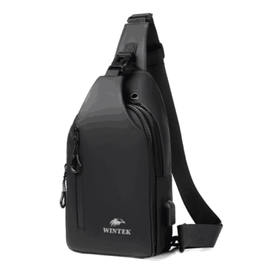 Спортивная сумка Wintek KTB230348, crossbody, полиэстер, c USB, чёрная