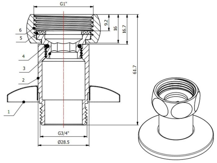 Американка прямая 1" вн. х 3/4" нар. ХРОМ, AV Engineering (2 шт. в уп.)