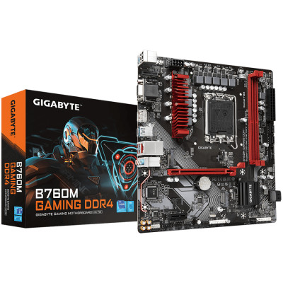 GIGABYTE Mainboard Desktop B760M GAMING DDR4 (LGA1700, 2xDDR4, 1xD-Sub, 1xHDMI, 1xDP, 2.5GLAN, 1x PCI Express x16 4.0, 1x PCI Express x1 3.0, 2xM.2, 4xSATA3, 1x USB Type-C, 5x USB 3.2 Gen1, 6x USB 2.0/1.1) mATX