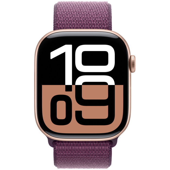Apple Watch Series 10 GPS 42mm Rose Gold Aluminium Case with Plum Sport Loop,Model A2997