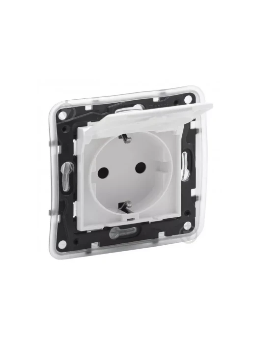 Розетка 2К+З Niloe Step 16А 250 В с з/ш с крышкой IP44 авт. клеммы Белый