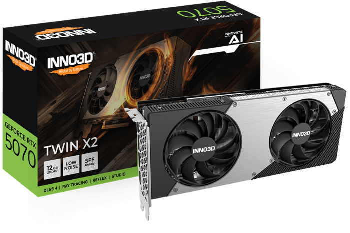 Видеокарта Inno3D GeForce RTX5070 TWIN X2, 12G GDDR7 192-bit 1xHDMI 3xDP N50702-12D7-195064N