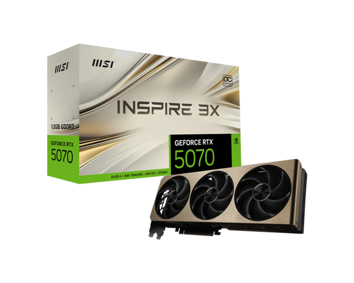 Видеокарта MSI GeForce RTX 5070 12G INSPIRE 3X OC, 12Gb GDDR7 192-bit 1xHDMI 3xDP G5070-12I3C