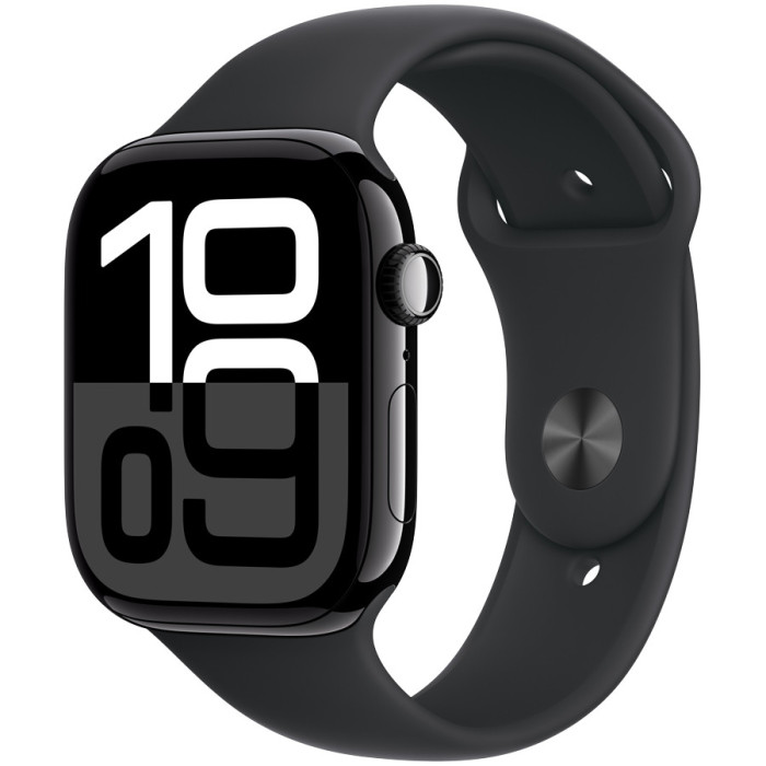 Apple Watch Series 10 GPS 46mm Jet Black Aluminium Case with Black Sport Band - S/M,Model A2999