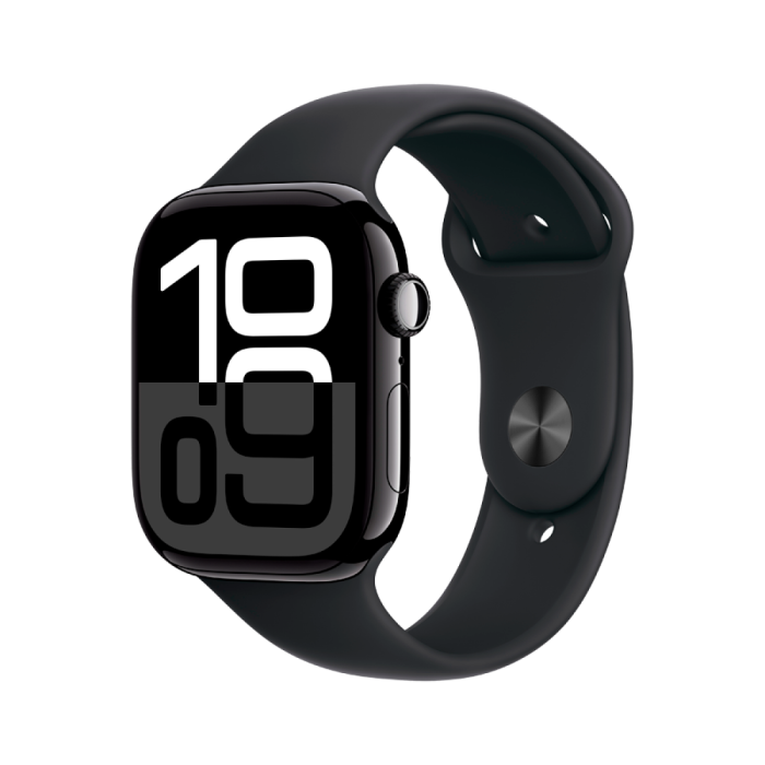 Apple Watch Series 10 GPS 46mm Jet Black Aluminium Case with Black Sport Band - S/M,Model A2999