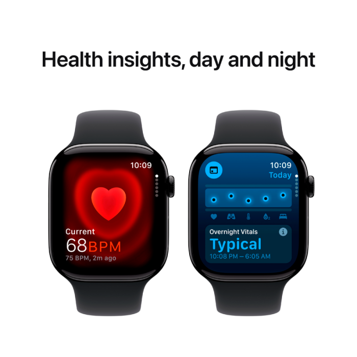 Apple Watch Series 10 GPS 46mm Jet Black Aluminium Case with Black Sport Band - S/M,Model A2999