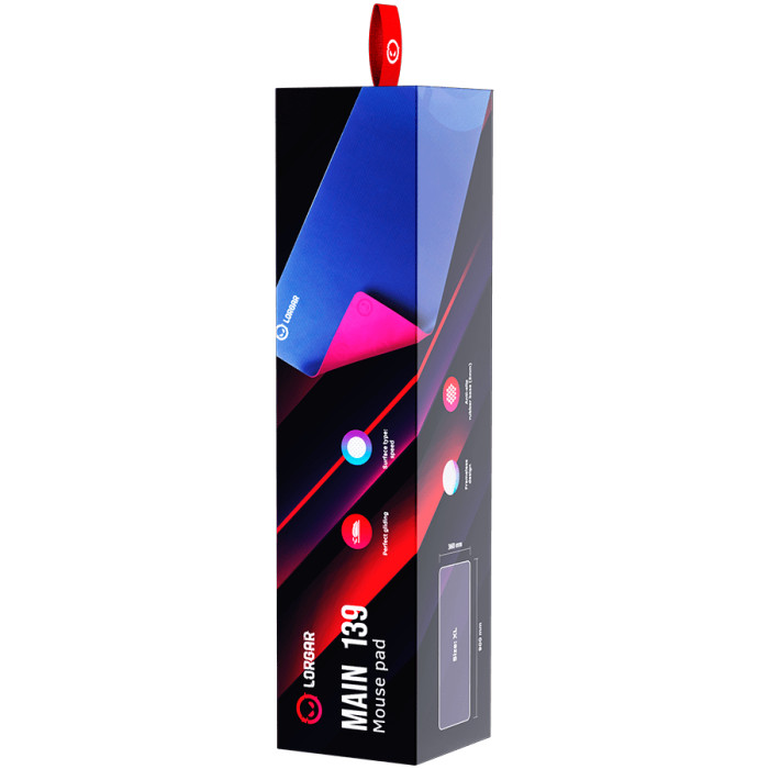 Lorgar Main 139, Gaming mouse pad, High-speed surface, Purple anti-slip rubber base, size: 900mm x 360mm x 3mm, weight 0.6kg